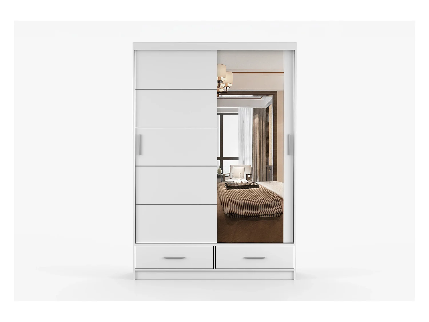 Armoire Silvana 150 cm avec miroir - Blanc