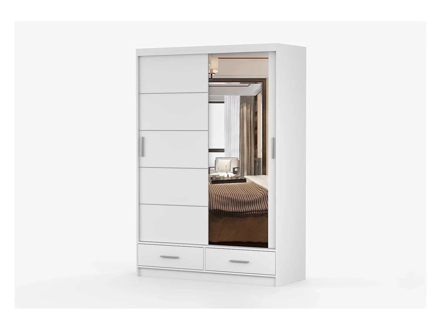 Armoire Silvana 150 cm avec miroir - Blanc