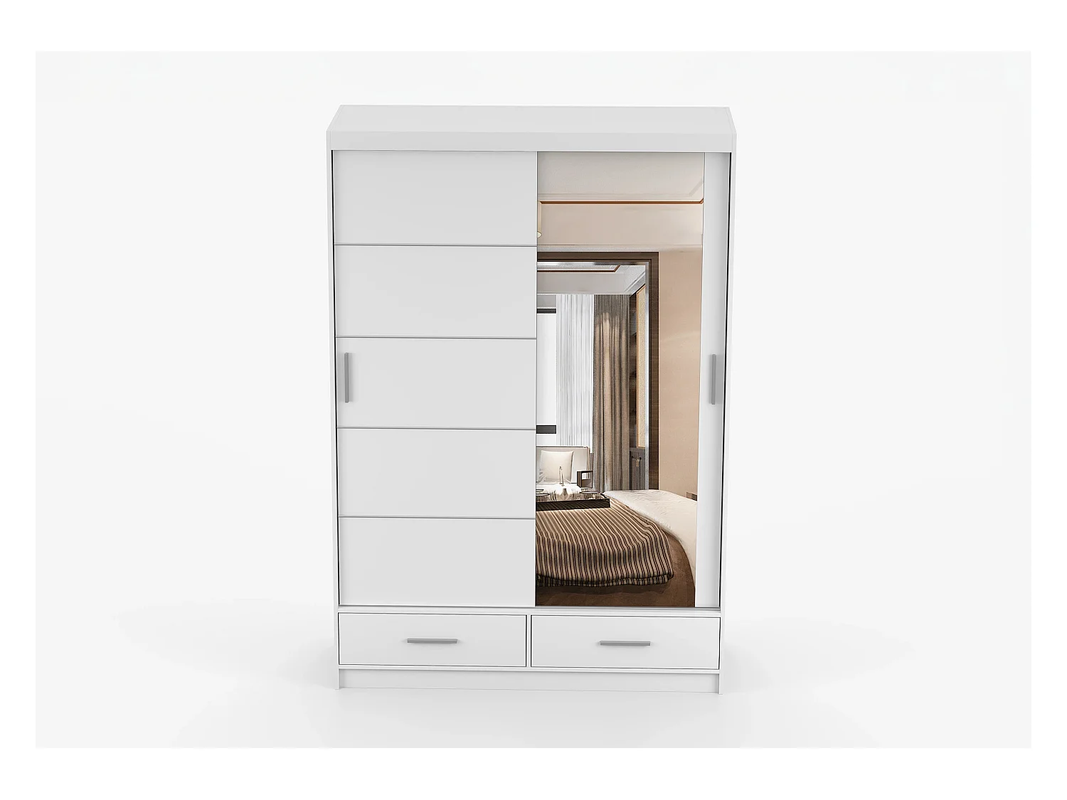 Armoire Silvana 150 cm avec miroir - Blanc