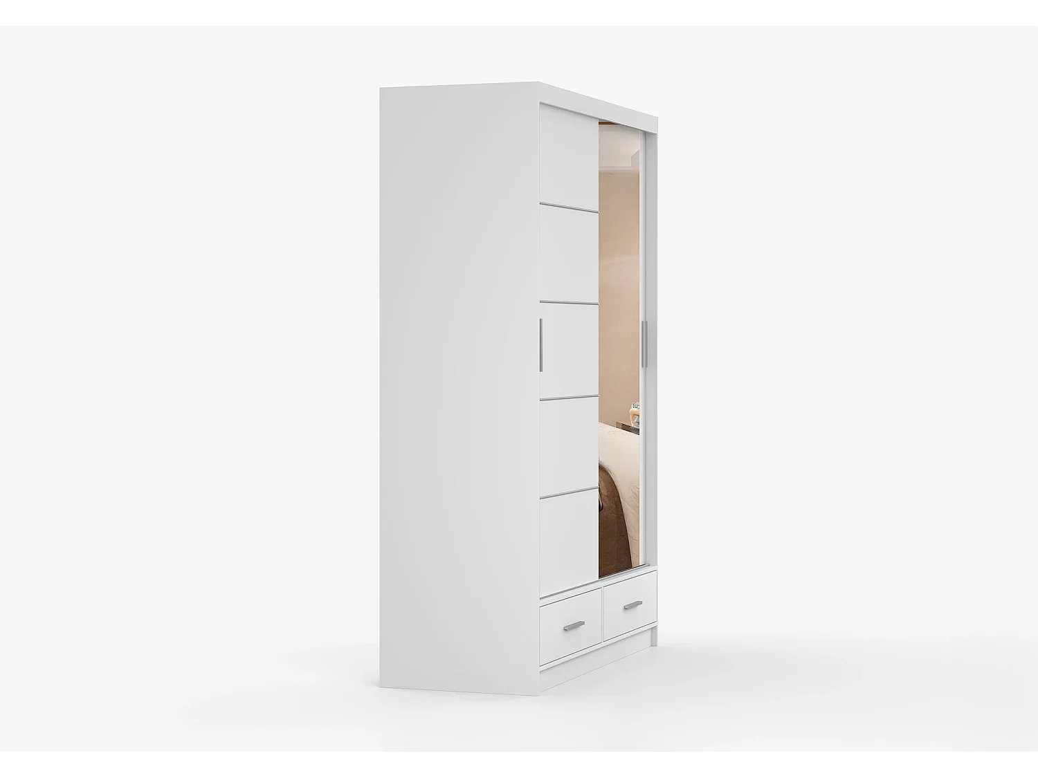 Armoire Silvana 150 cm avec miroir - Blanc