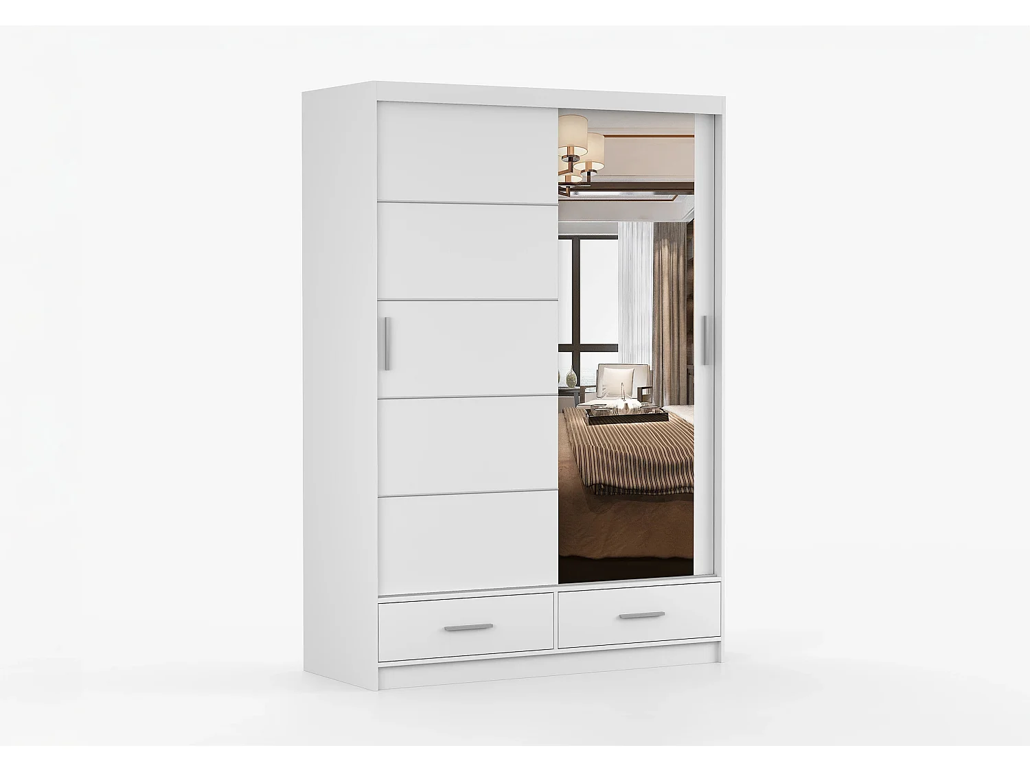 Armoire Silvana 150 cm avec miroir - Blanc