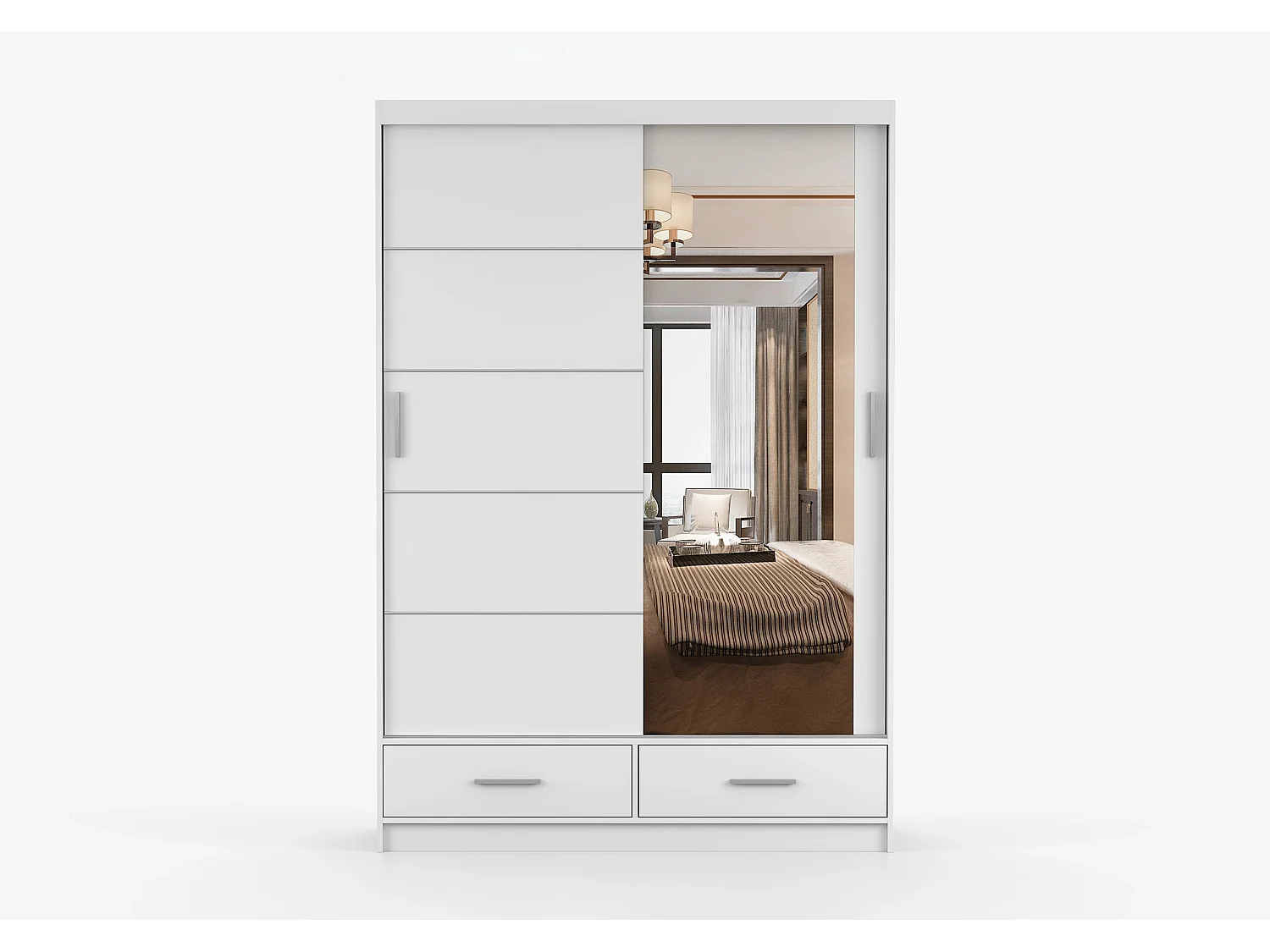 Armoire Silvana 150 cm avec miroir - Blanc