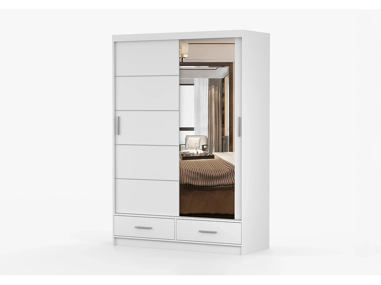Armoire Silvana 150 cm avec miroir - Blanc