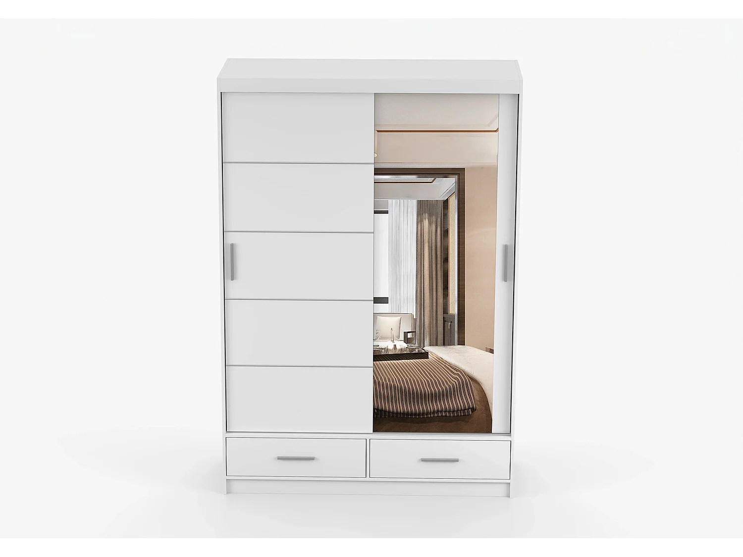 Armoire Silvana 150 cm avec miroir - Blanc