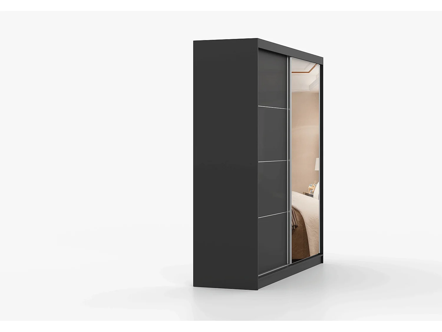 Armoire Calypso 203 cm avec miroir - Noir