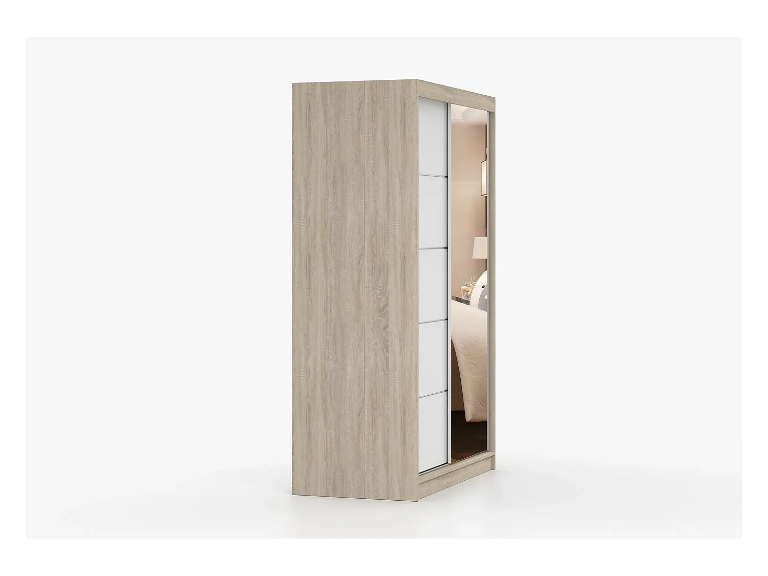 Armoire Syra 120 cm avec miroir - Chêne - Blanc