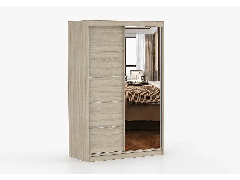 Armoire Syra 120 cm avec miroir - Chêne