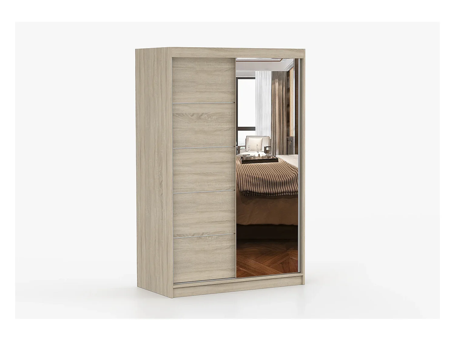 Armoire Syra 120 cm avec miroir - Chêne
