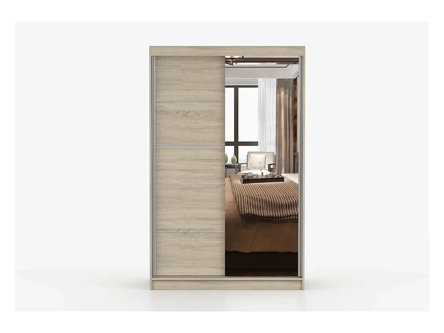 Armoire Syra 120 cm avec miroir - Chêne