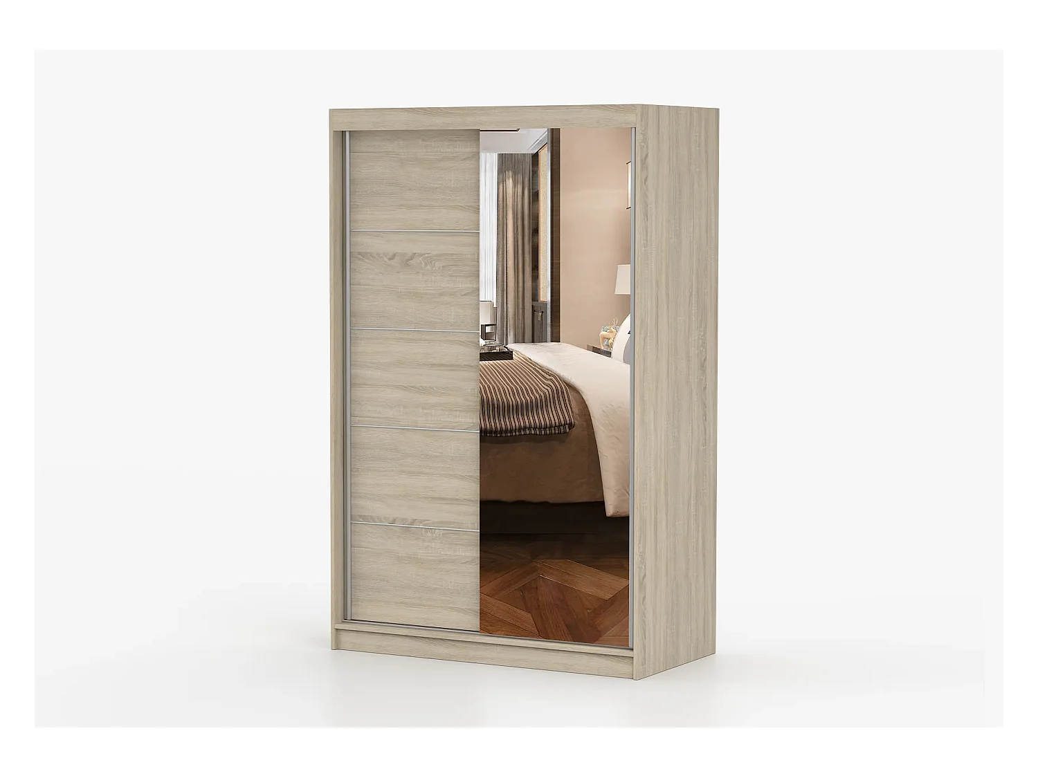 Armoire Syra 120 cm avec miroir - Chêne