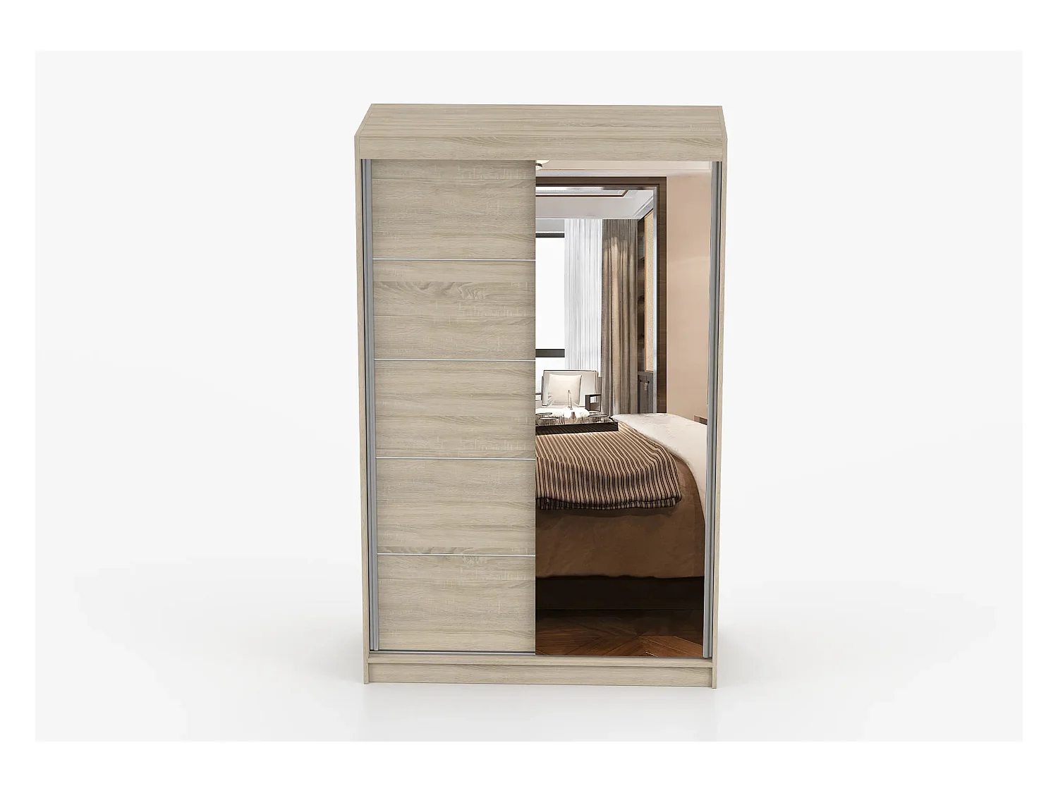 Armoire Syra 120 cm avec miroir - Chêne