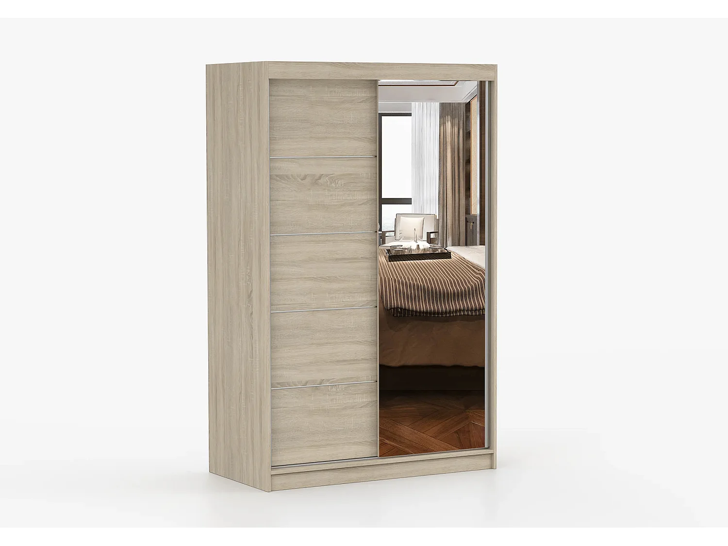 Armoire Syra 120 cm avec miroir - Chêne