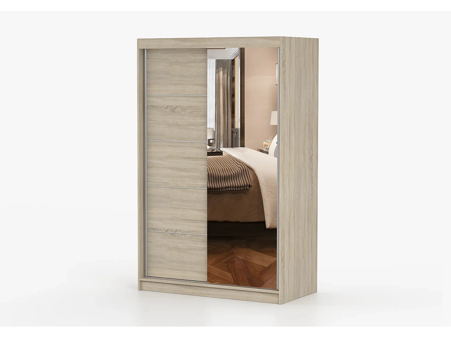 Armoire Syra 120 cm avec miroir - Chêne
