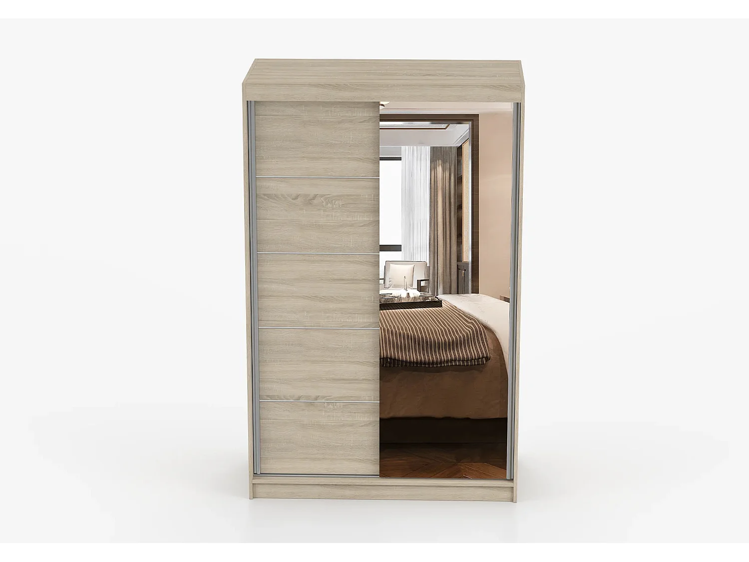 Armoire Syra 120 cm avec miroir - Chêne