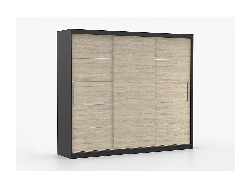 Armoire Thalia 250 cm - Noir - Chêne