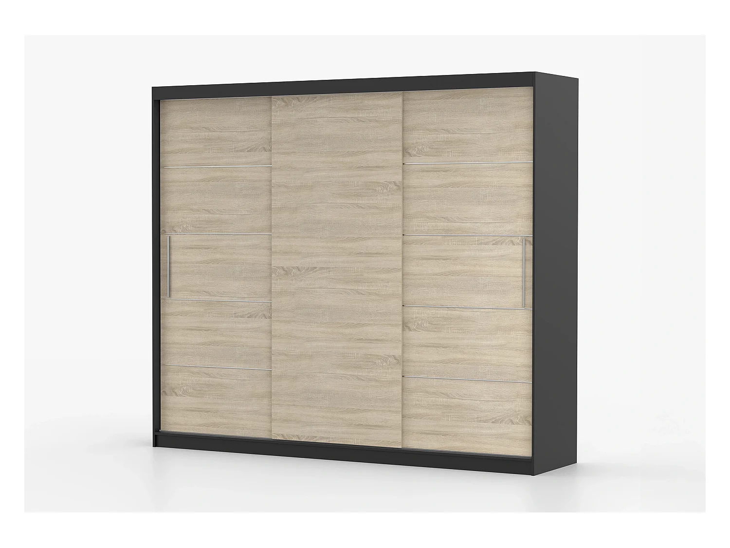 Armoire Thalia 250 cm - Noir - Chêne