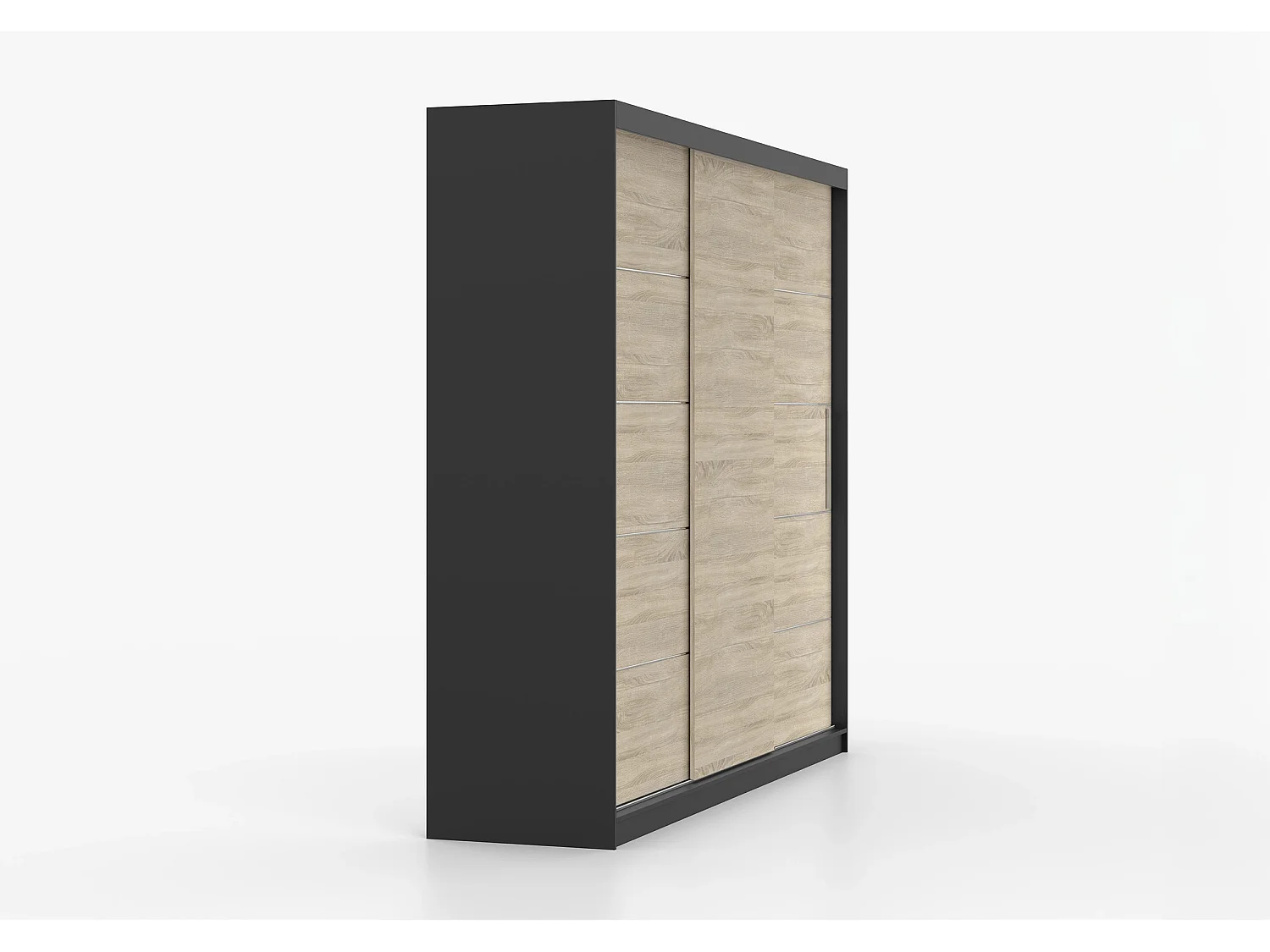Armoire Thalia 250 cm - Noir - Chêne