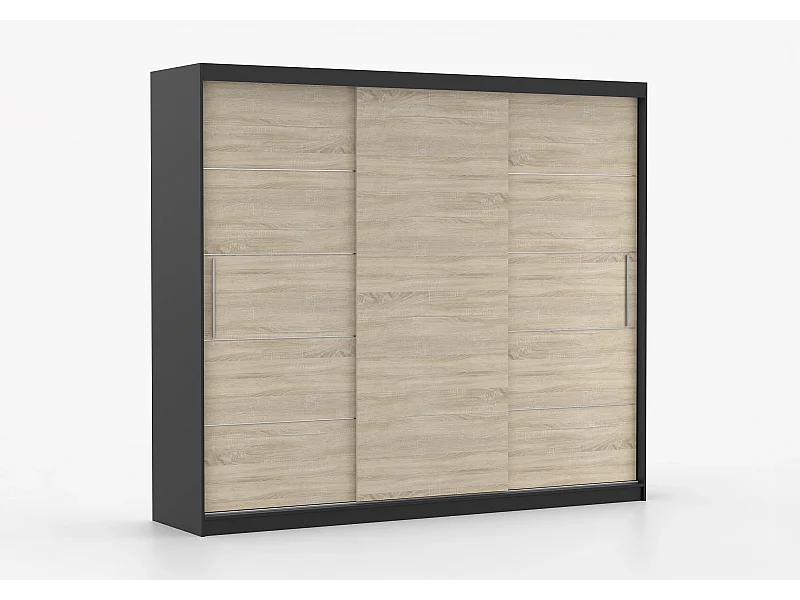 Armoire Thalia 250 cm - Noir - Chêne