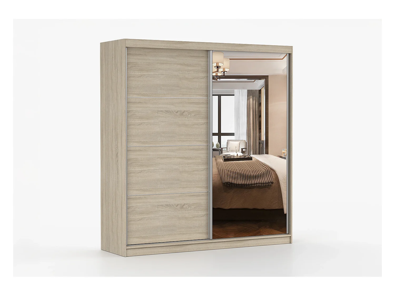 Armoire Tais 203 cm avec miroir - Chêne