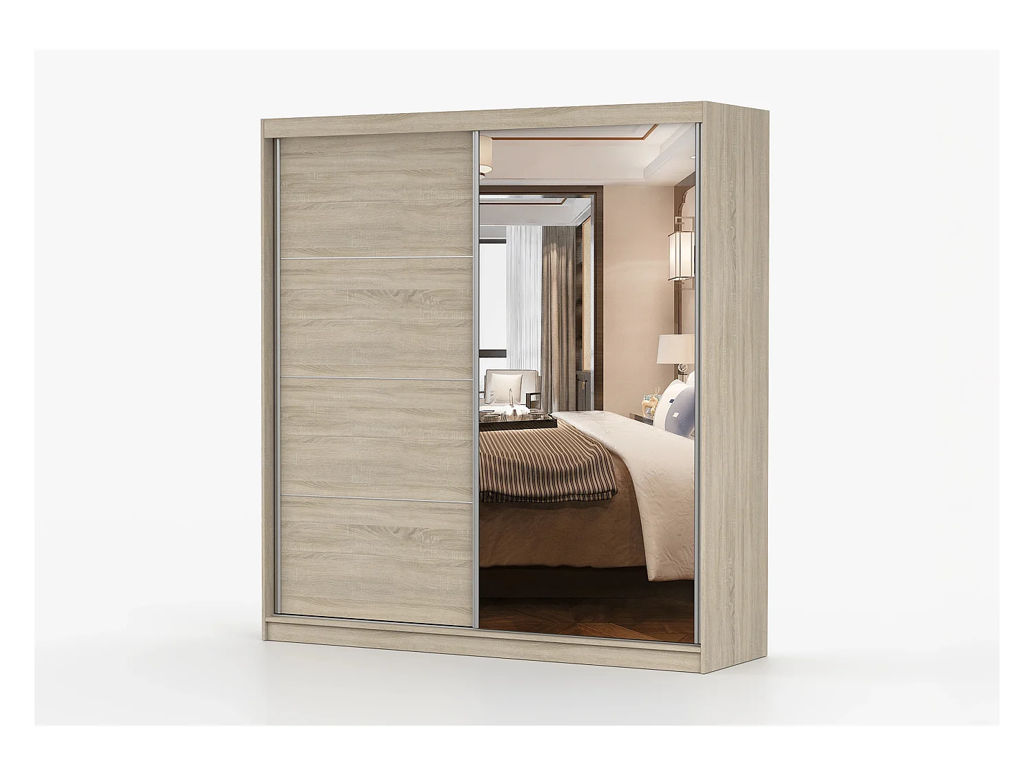 Armoire Tais 203 cm avec miroir - Chêne