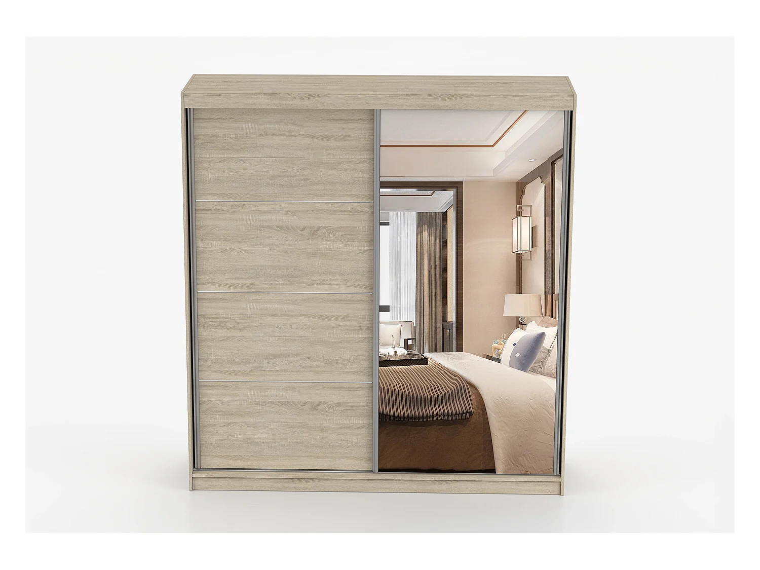 Armoire Tais 203 cm avec miroir - Chêne