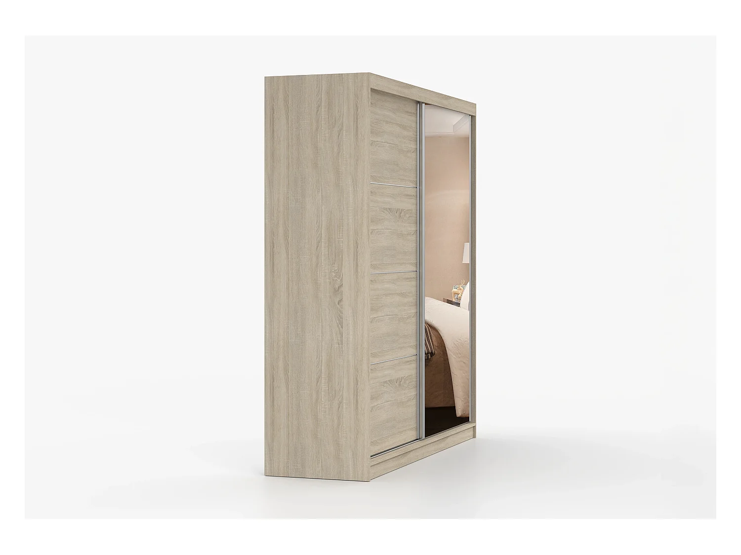 Armoire Tais 203 cm avec miroir - Chêne