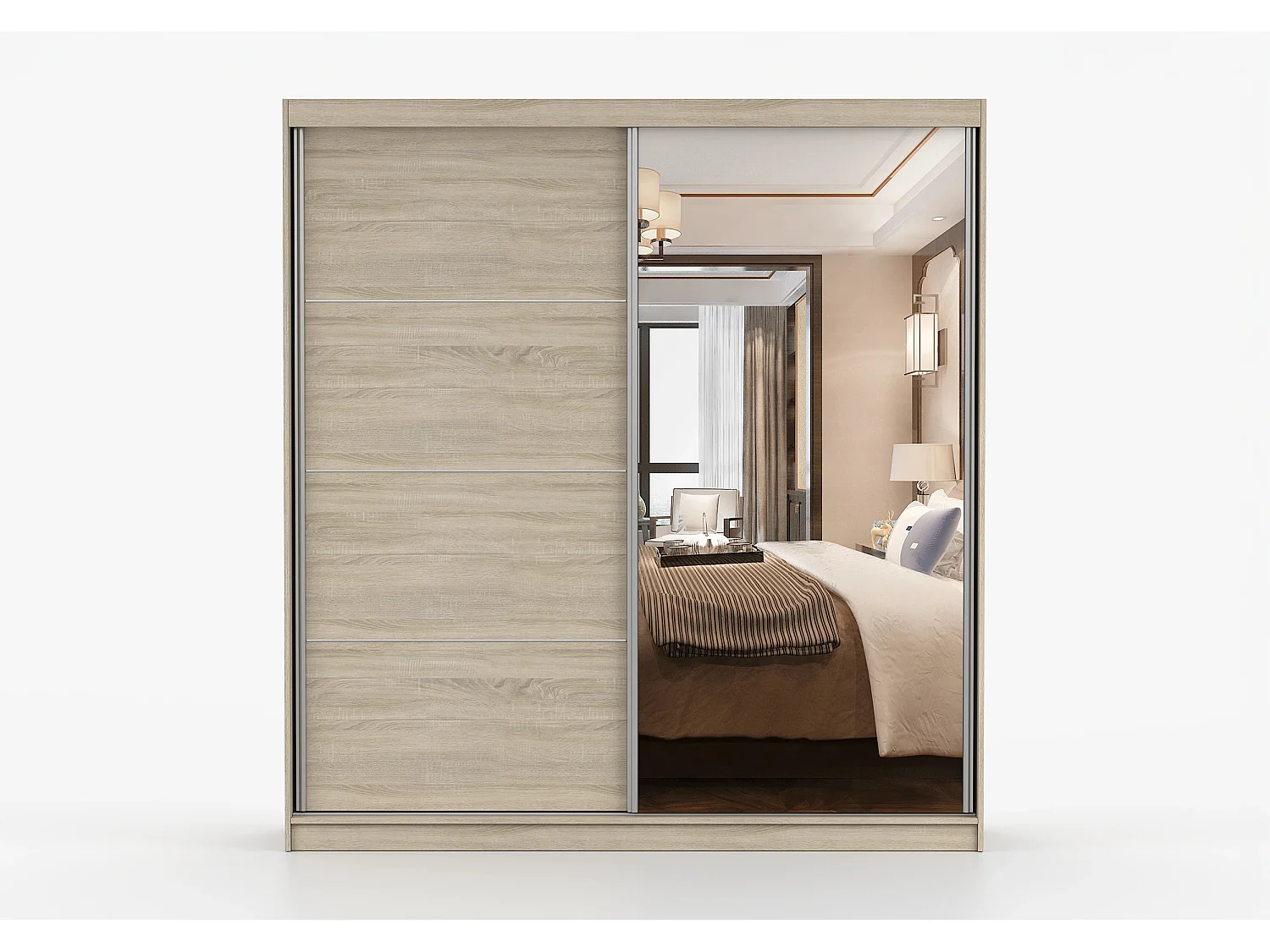 Armoire Tais 203 cm avec miroir - Chêne