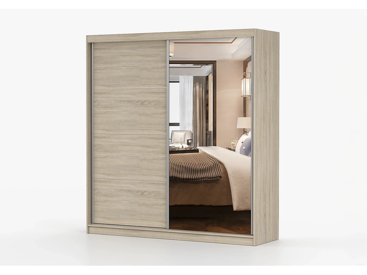 Armoire Tais 203 cm avec miroir - Chêne
