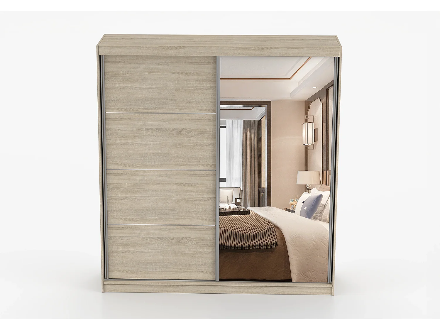 Armoire Tais 203 cm avec miroir - Chêne