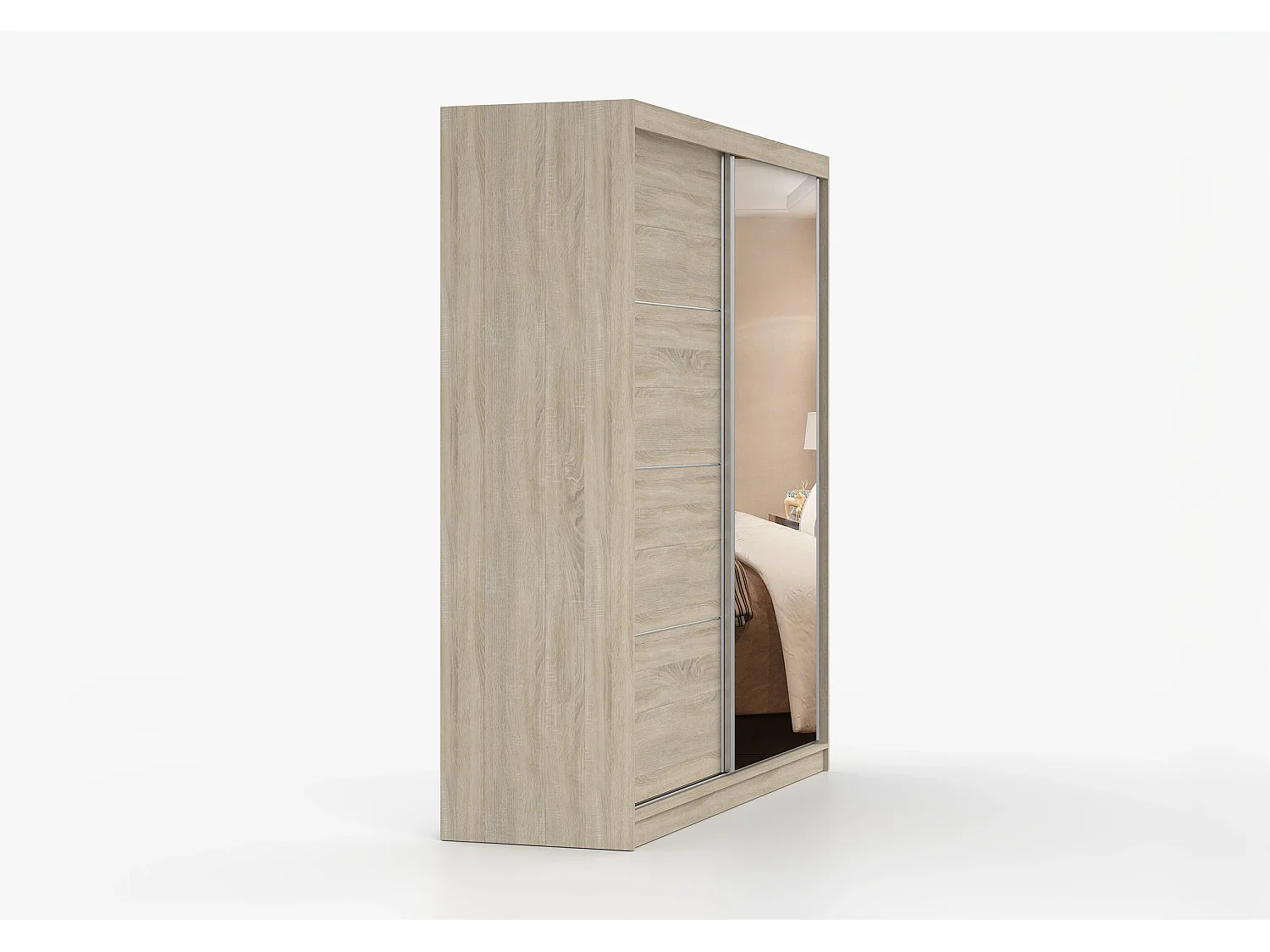 Armoire Tais 203 cm avec miroir - Chêne