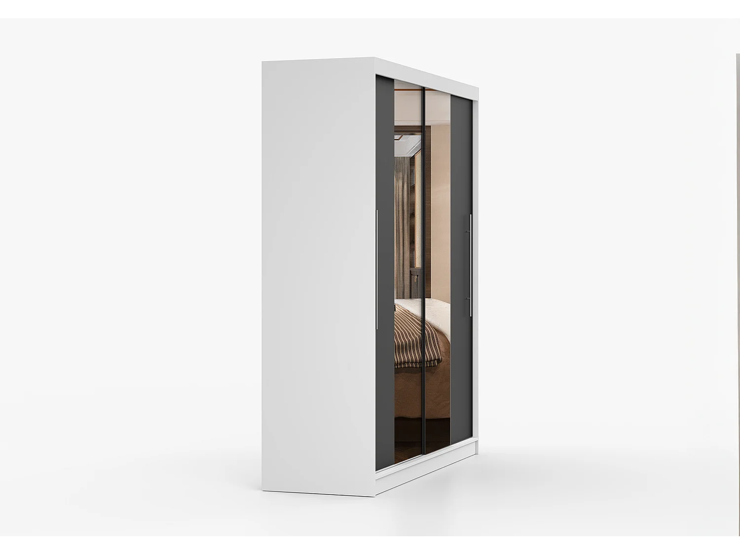 Armoire Eireen I 203 cm avec miroir - Blanc - Noir