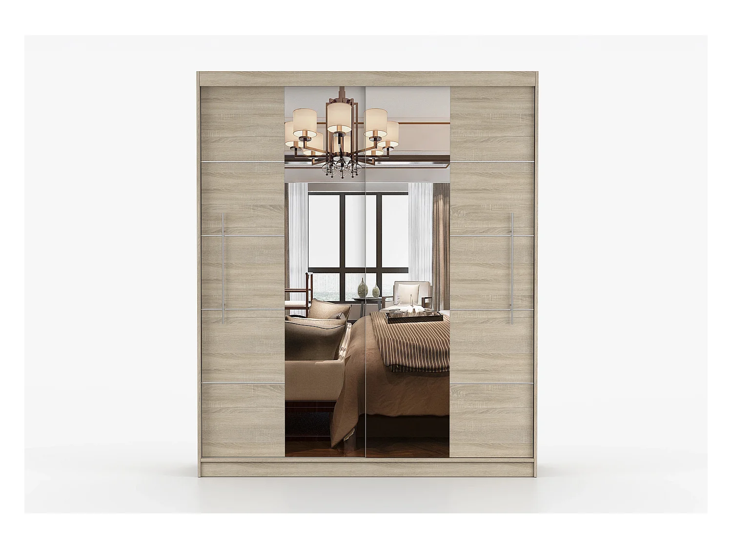 Armoire Orelia 203 cm avec miroir - Chêne