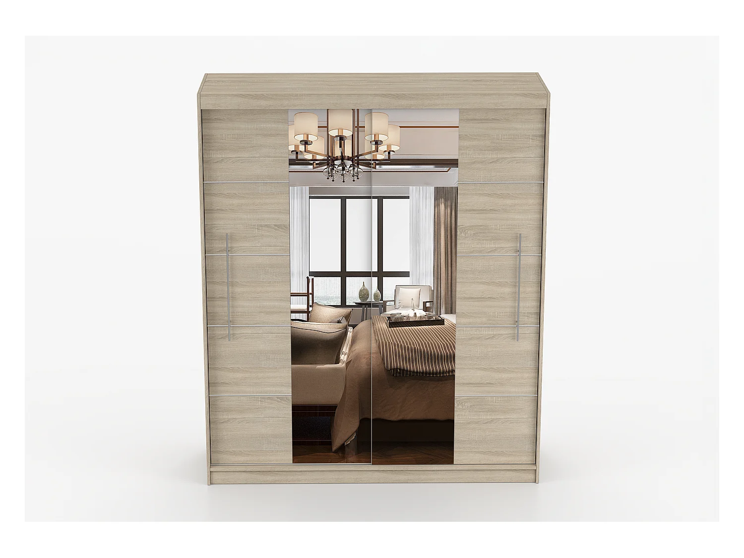 Armoire Orelia 203 cm avec miroir - Chêne