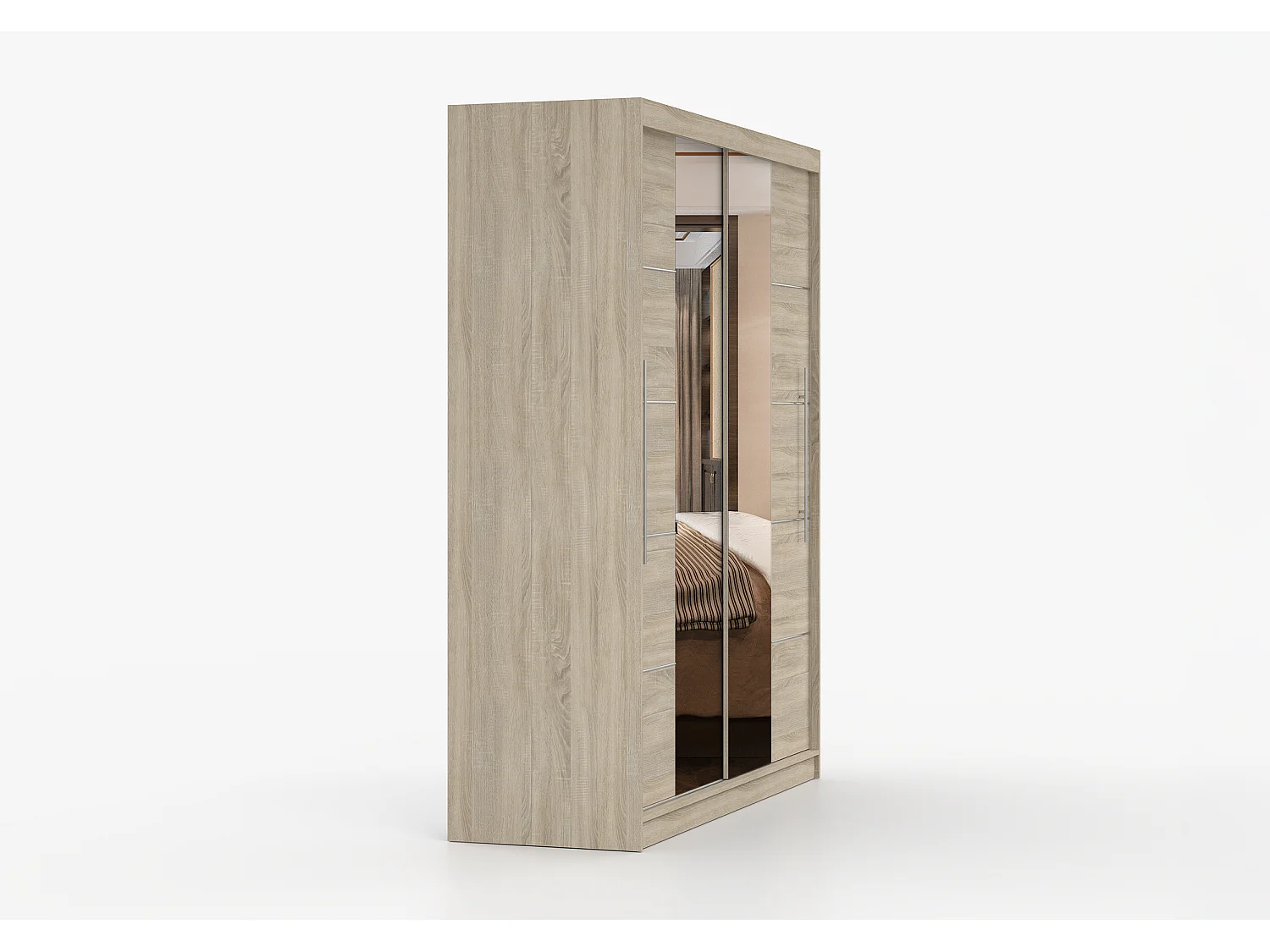 Armoire Orelia 203 cm avec miroir - Chêne