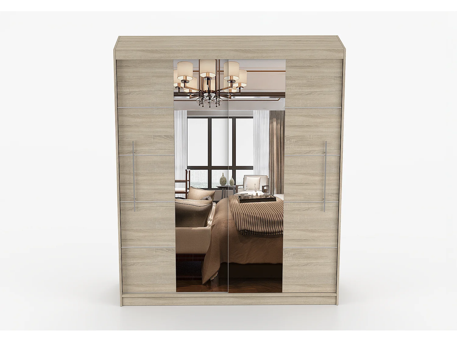 Armoire Orelia 203 cm avec miroir - Chêne