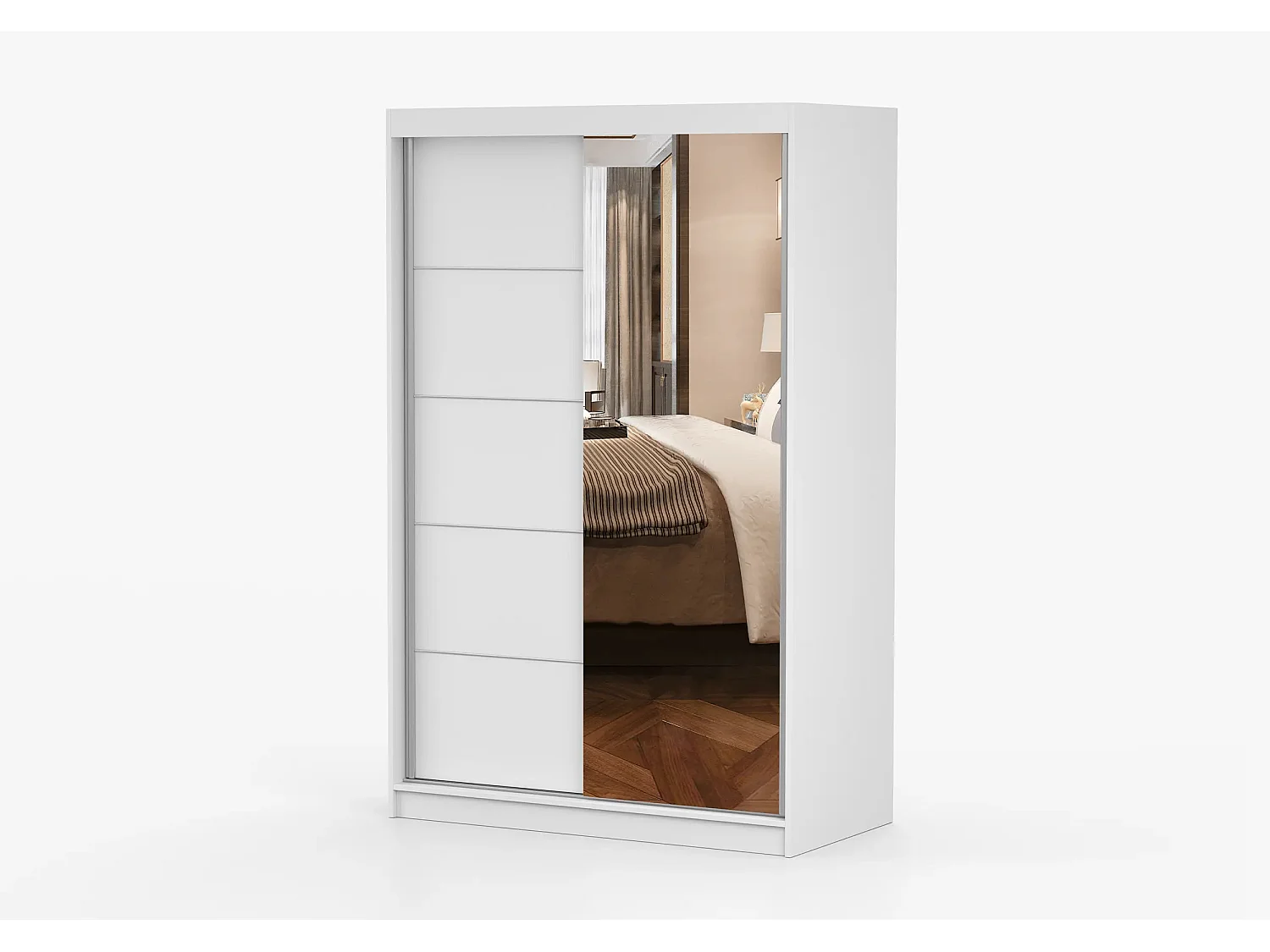 Armoire Syra 120 cm avec miroir - Blanc