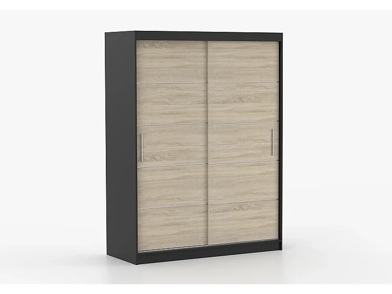 Armoire Aliona 150 cm - Noir - Chêne