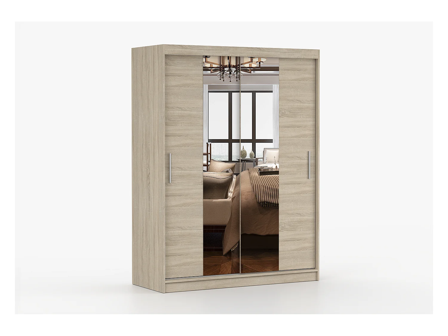 Armoire Aenora 150 cm avec miroir - Chêne