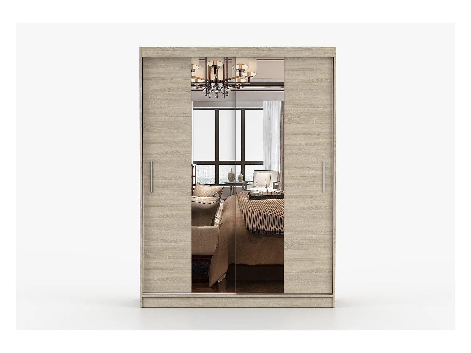 Armoire Aenora 150 cm avec miroir - Chêne