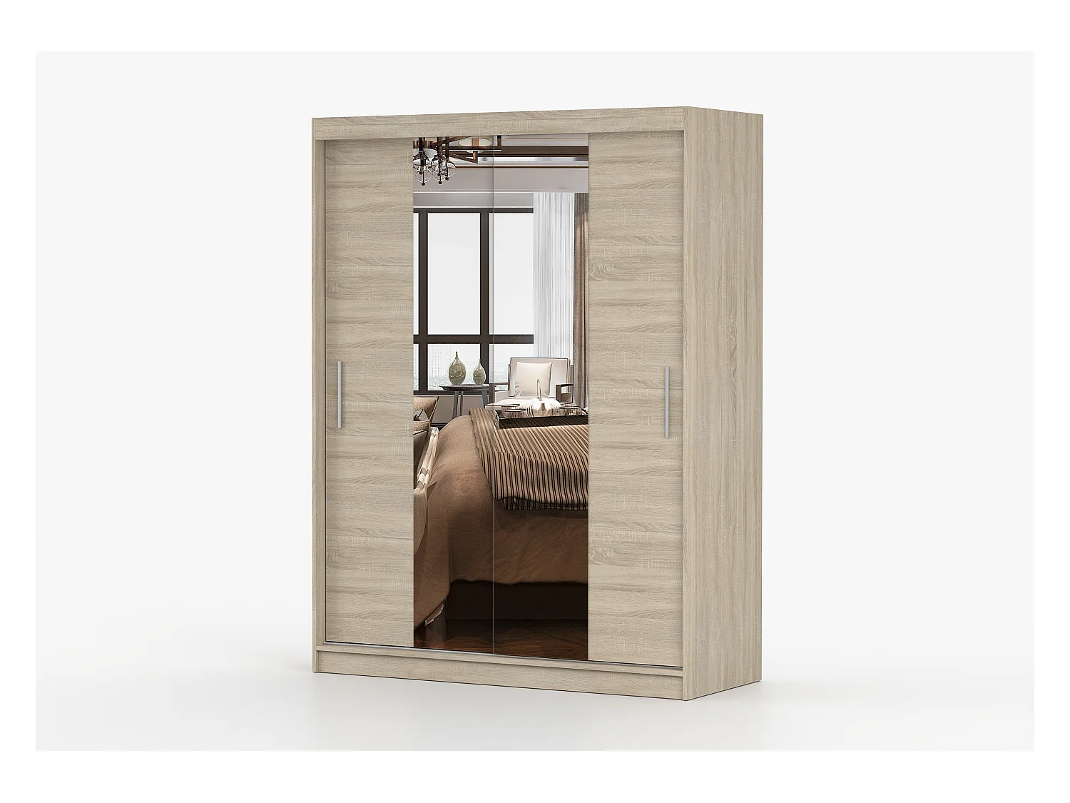 Armoire Aenora 150 cm avec miroir - Chêne