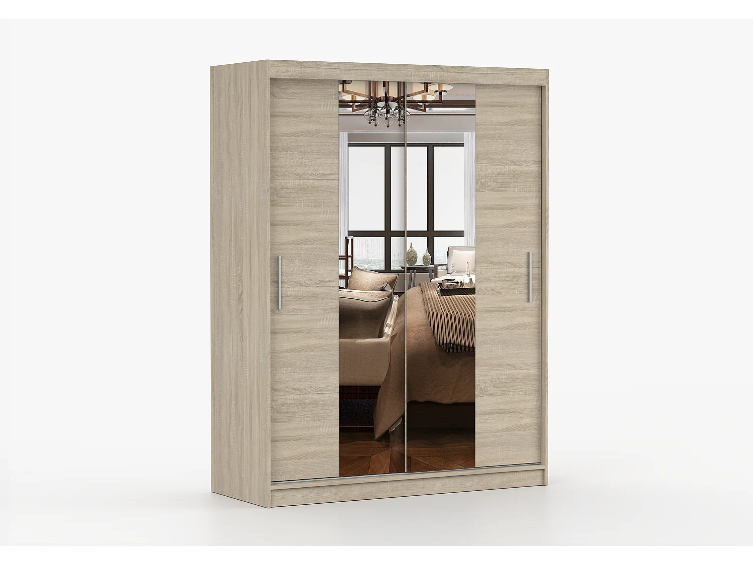 Armoire Aenora 150 cm avec miroir - Chêne