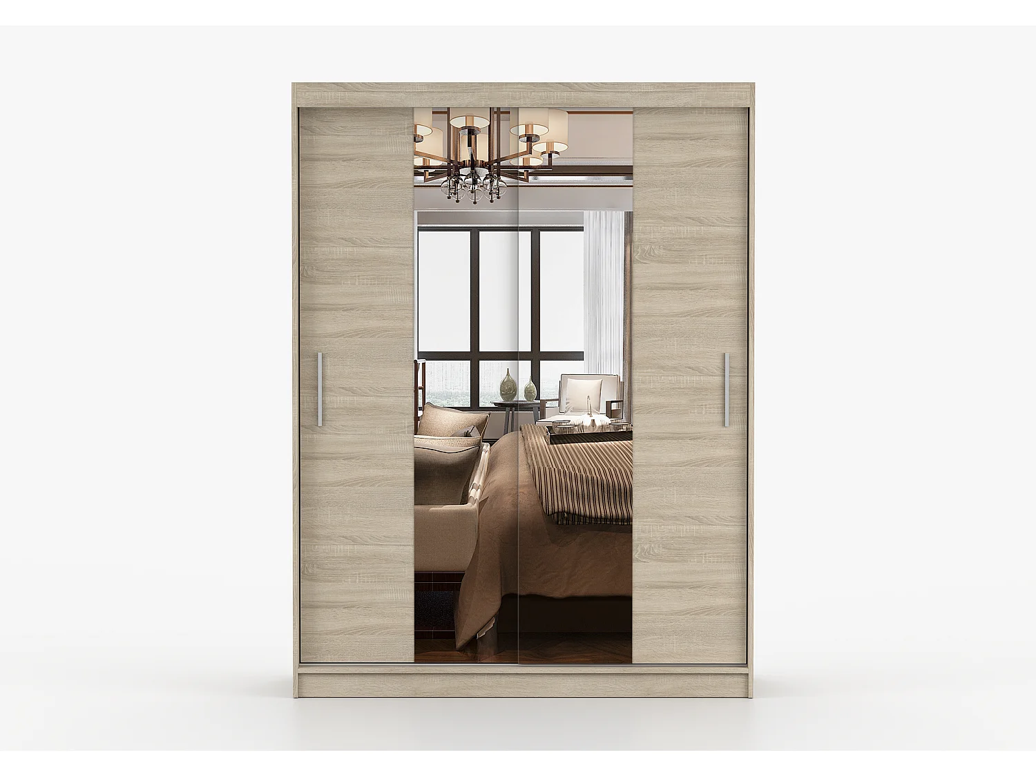 Armoire Aenora 150 cm avec miroir - Chêne