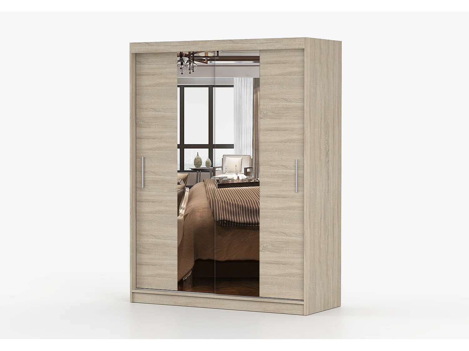 Armoire Aenora 150 cm avec miroir - Chêne