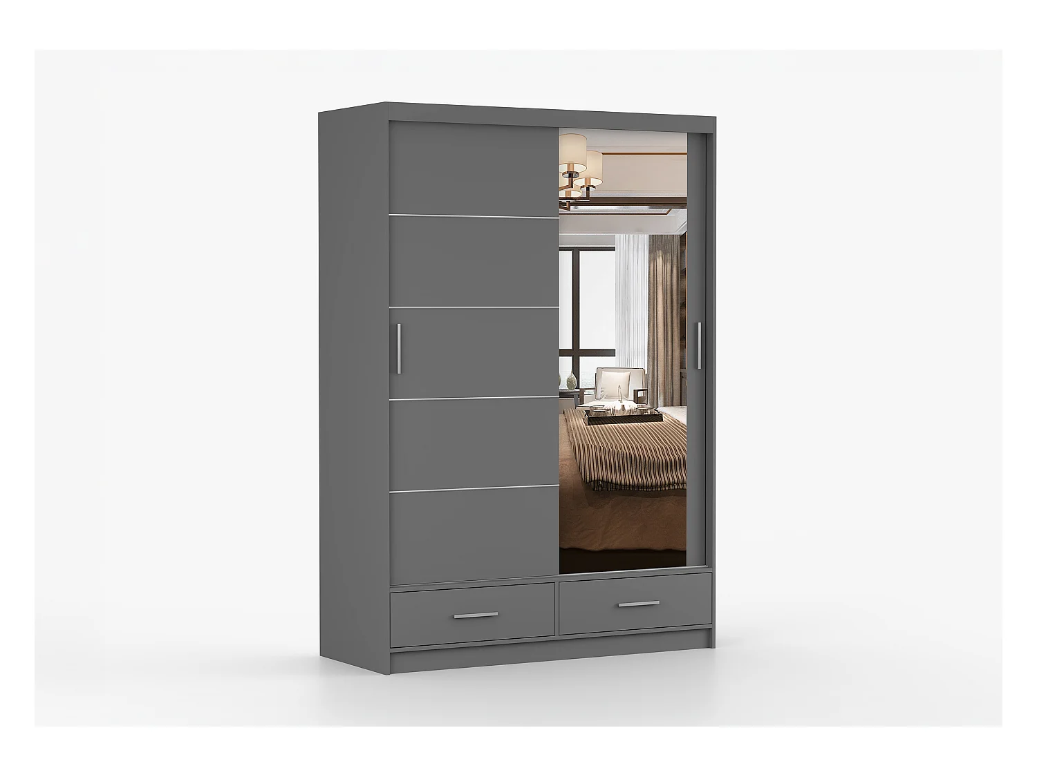 Armoire Silvana 150 cm avec miroir - Gris