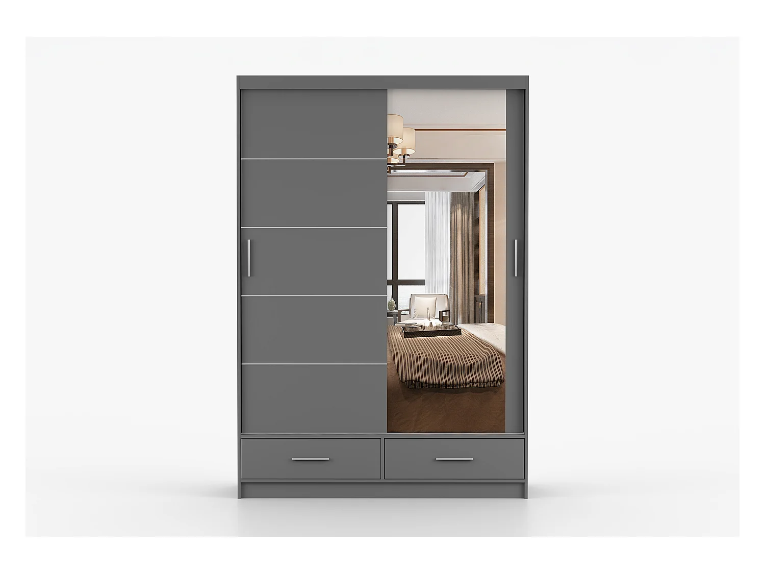 Armoire Silvana 150 cm avec miroir - Gris
