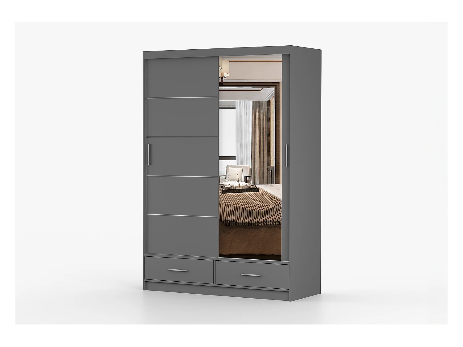 Armoire Silvana 150 cm avec miroir - Gris