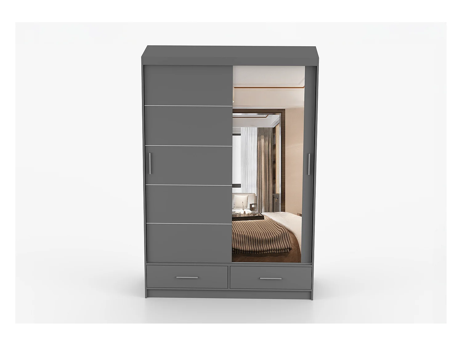 Armoire Silvana 150 cm avec miroir - Gris