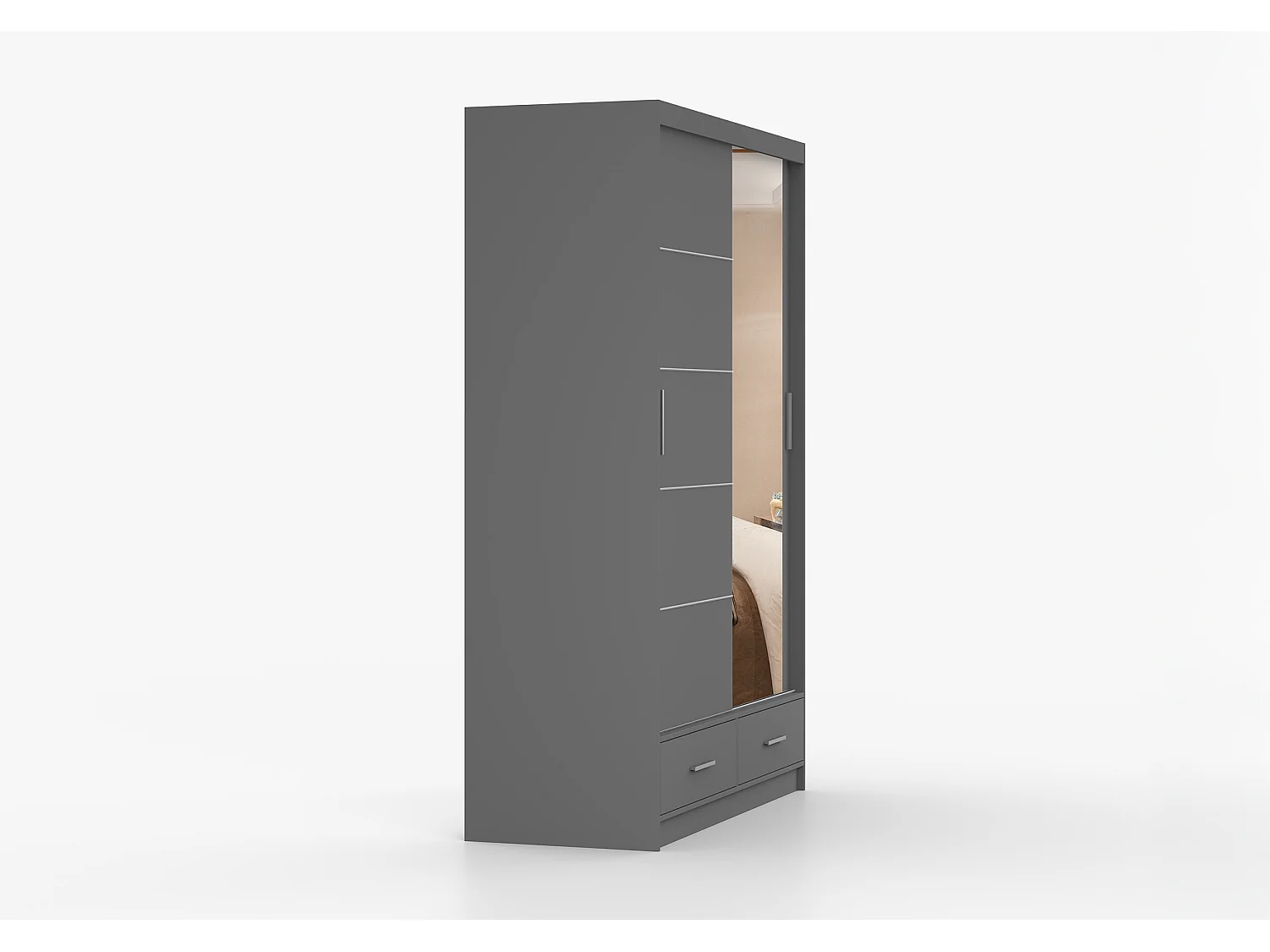 Armoire Silvana 150 cm avec miroir - Gris