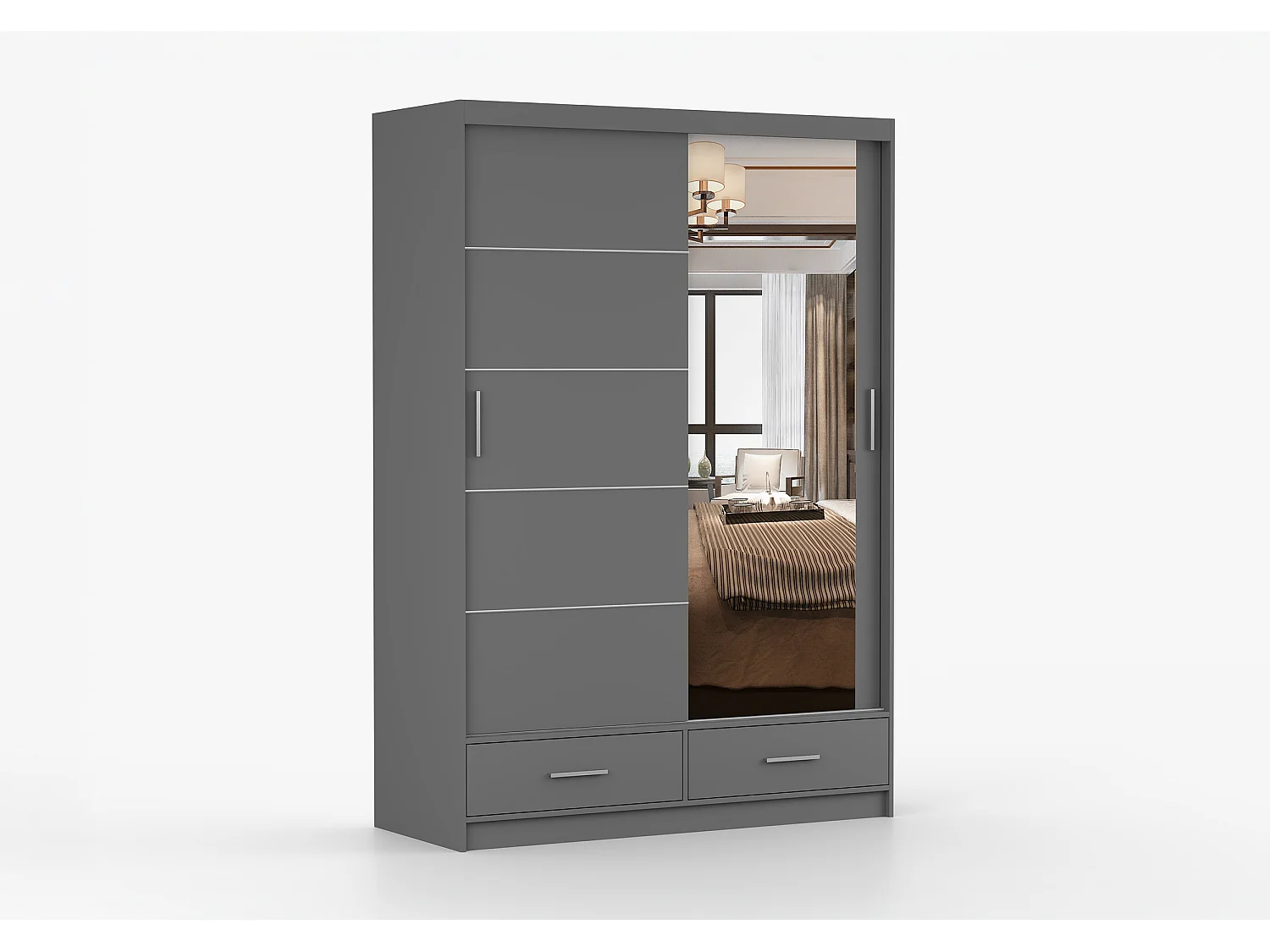 Armoire Silvana 150 cm avec miroir - Gris