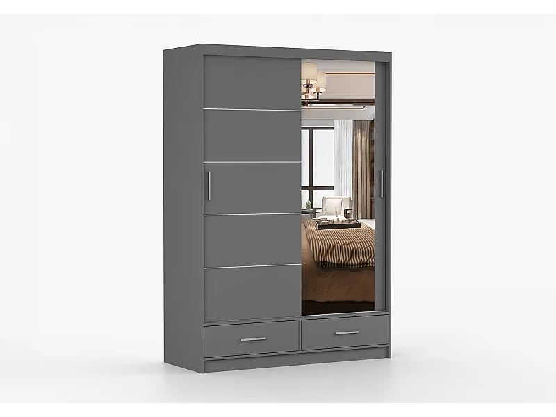 Armoire Silvana 150 cm avec miroir - Gris